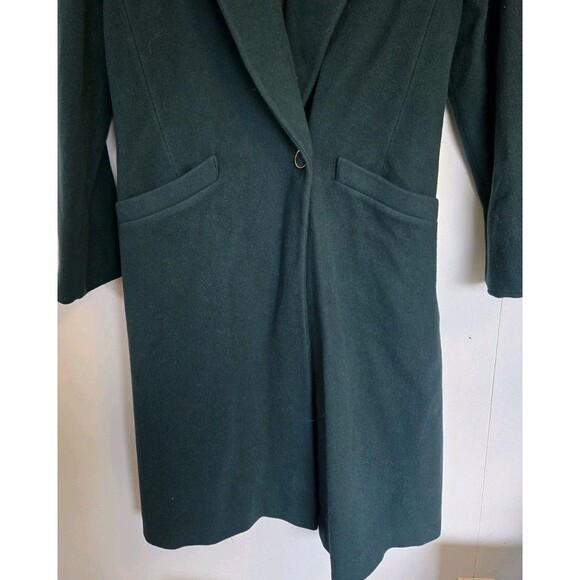 VTG Ashley Scott Coat Womens 10 Green Wool Long Overcoat Old Money Quiet Luxury - Picture 3 of 8